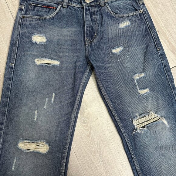 Vintage Y2K Tommy Hilfiger Men's Distressed Denim Blue Jeans - Size 32x30 - Picture 5 of 12